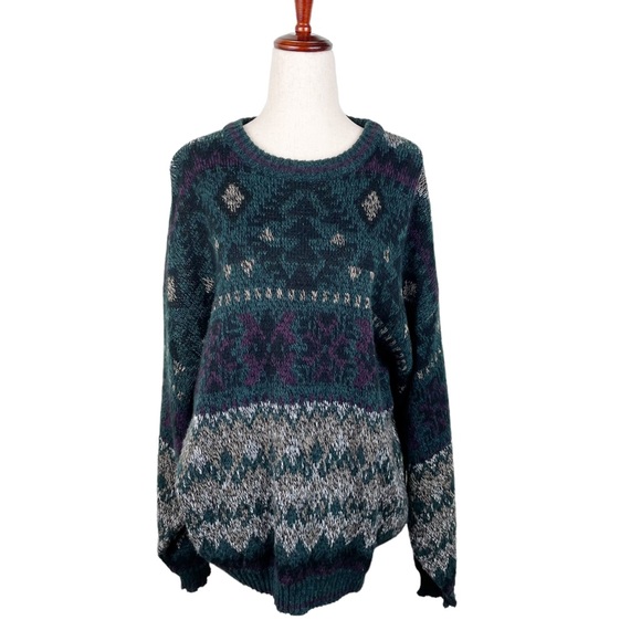 Michael Gerald Other - Vintage 80s 90s Michael Gerald Acrylic Knit Geometric Print Grandpa Sweater XL